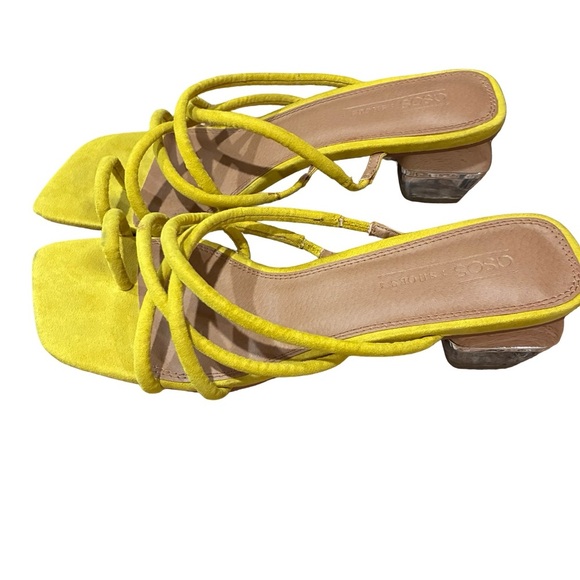 ASOS Hawaii Strappy Transparent Block Heeled SandalsYellow - Picture 1 of 8